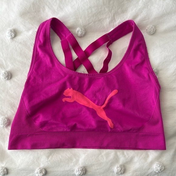 Puma Women's Seamless Sports Bra w/Strappy Racerback in Pink Size XL - Picture 1 of 3